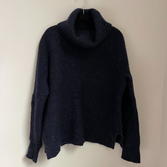 Last Chance - Chunky Navy Heather J.Crew Turtleneck Sweater Small - Picture 5 of 5